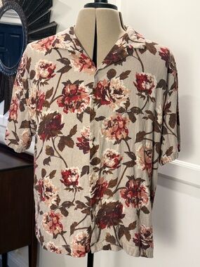 Abercrombie & Fitch Floral Print Linen Blend Shirt